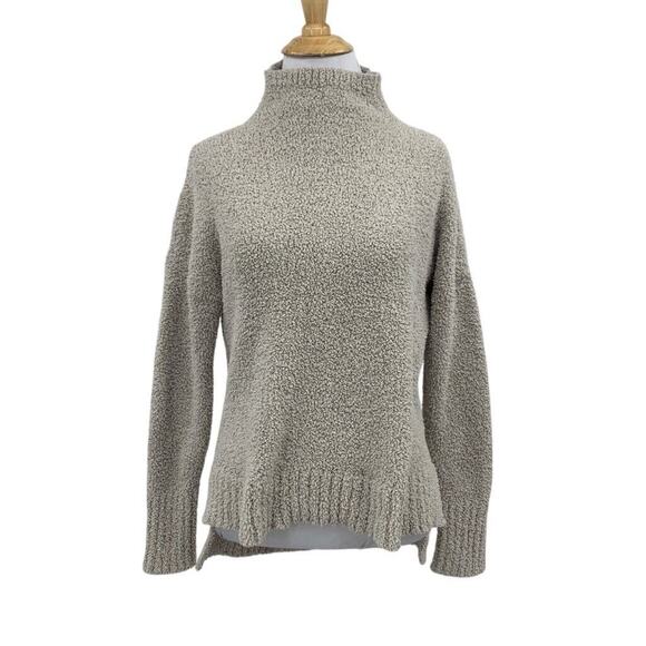 Tahari Sweater Womens XS Extra Small Putty Boucle High Low Mock Neck Pullover - Picture 1 of 13